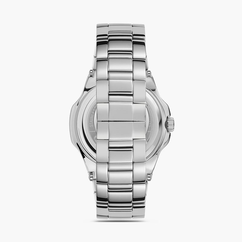 OMAX ساعة أومكس للرجال بتصميم فضي مع قرص تركوازي - Image 3